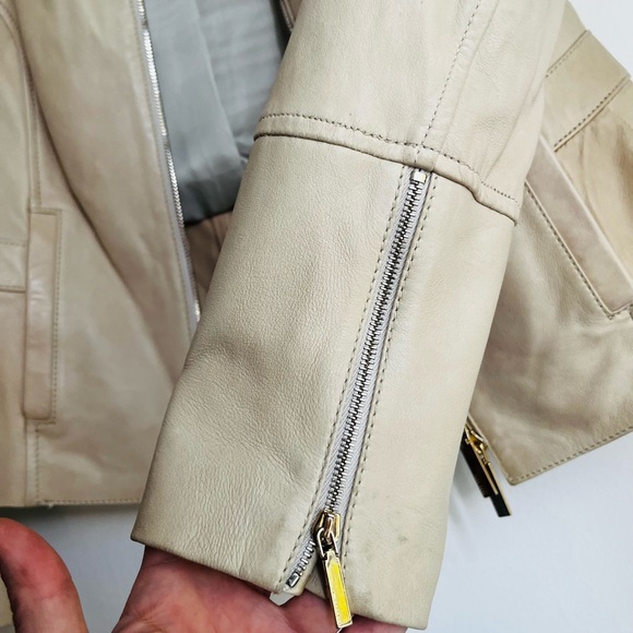 Hugo Boss cream leather jacket Size 6 - Picture 4 of 7